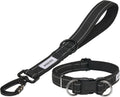 Reflective Dog Leash with Adjustable Collar – Durable Short Nylon Lead with Padded Handle & Neoprene Lining for Medium and Large Dogs